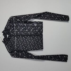 Y2K Womems Sheer Mesh Long Sleeve Top Size S Whimsigoth Cropped Fairy Floral 90s